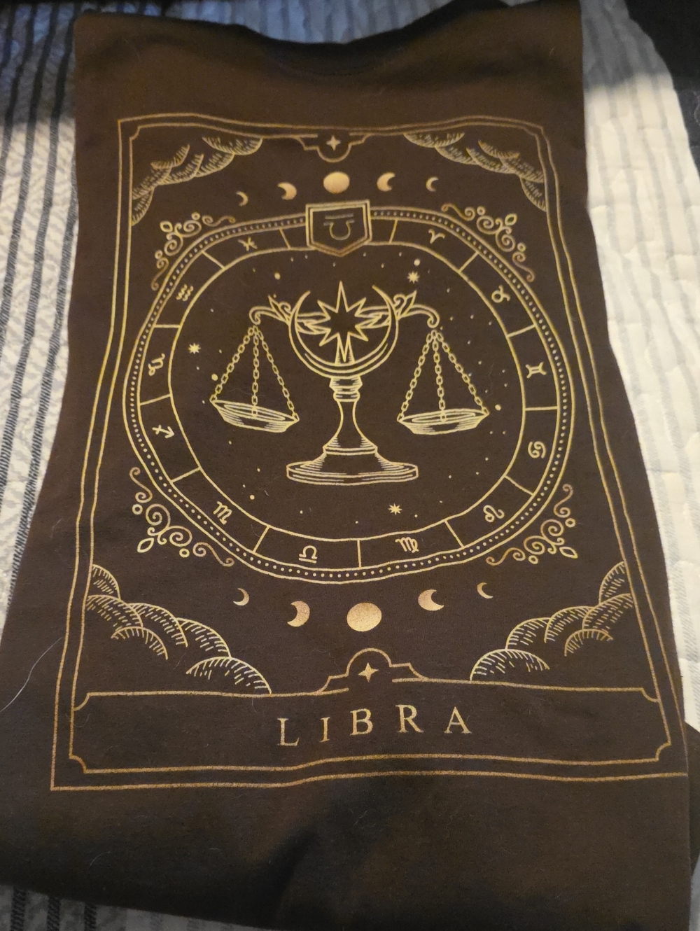 Libra Zodiac Wall Tapestry — Brown and Gold Astrological Decor